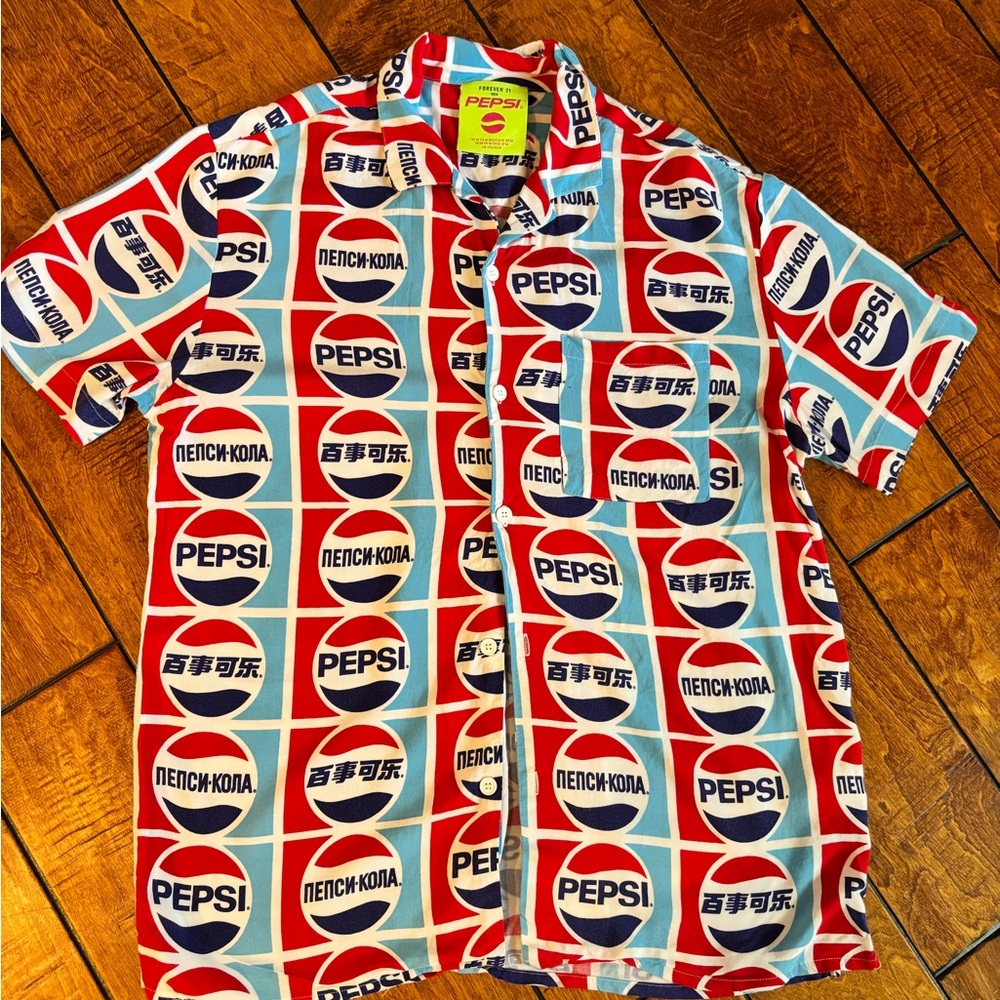 Forever 21 Red and Blue Casual Button Down Shirt